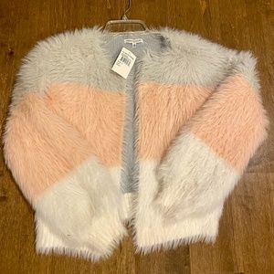 NWT Woven Heart Faux Fur Sweater Jacket
